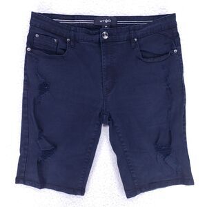 WT02 Jean Shorts Denim Cotton Mens SZ 34 Black Straight VTG Baggy 90s Y2K